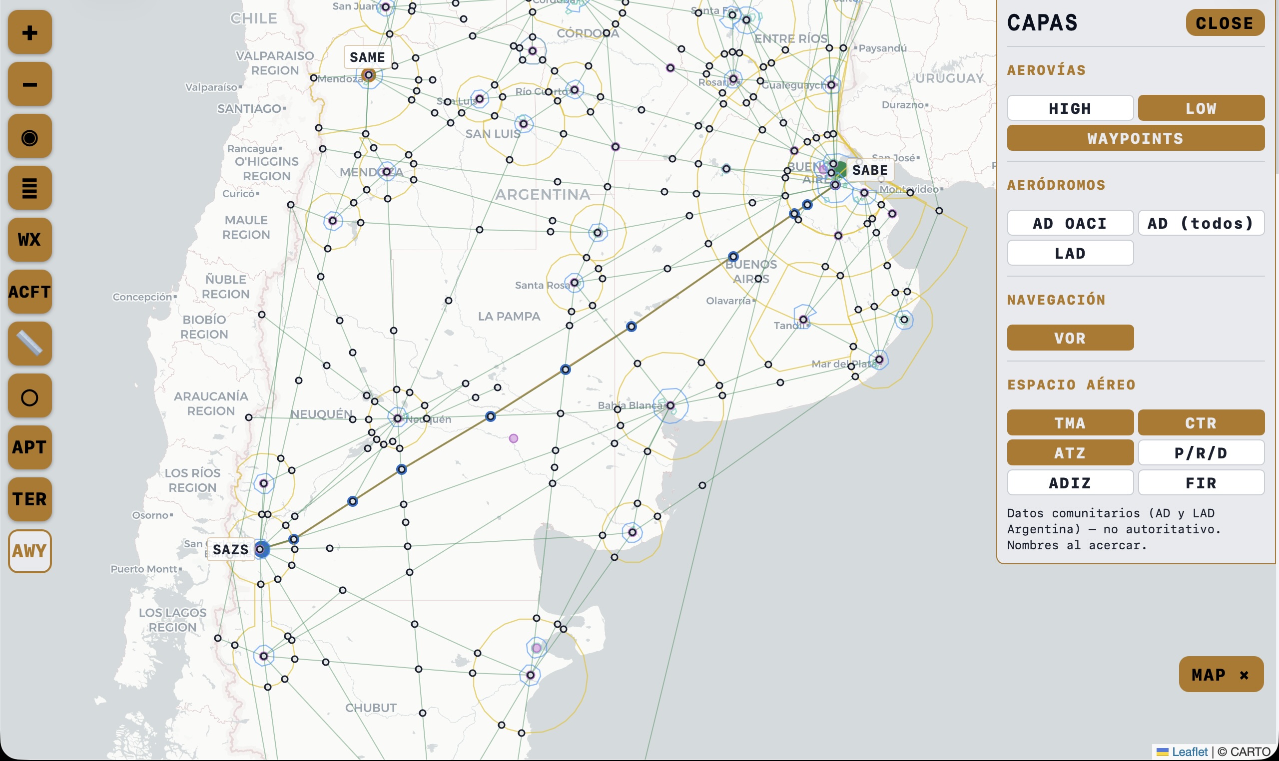 Informacion aeronautica argentina en Gaucho